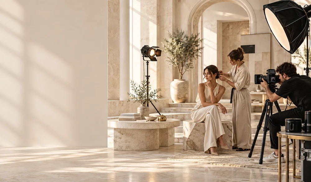 Creative & Visual Production: premium visual in VELORA’s ivory and champagne palette