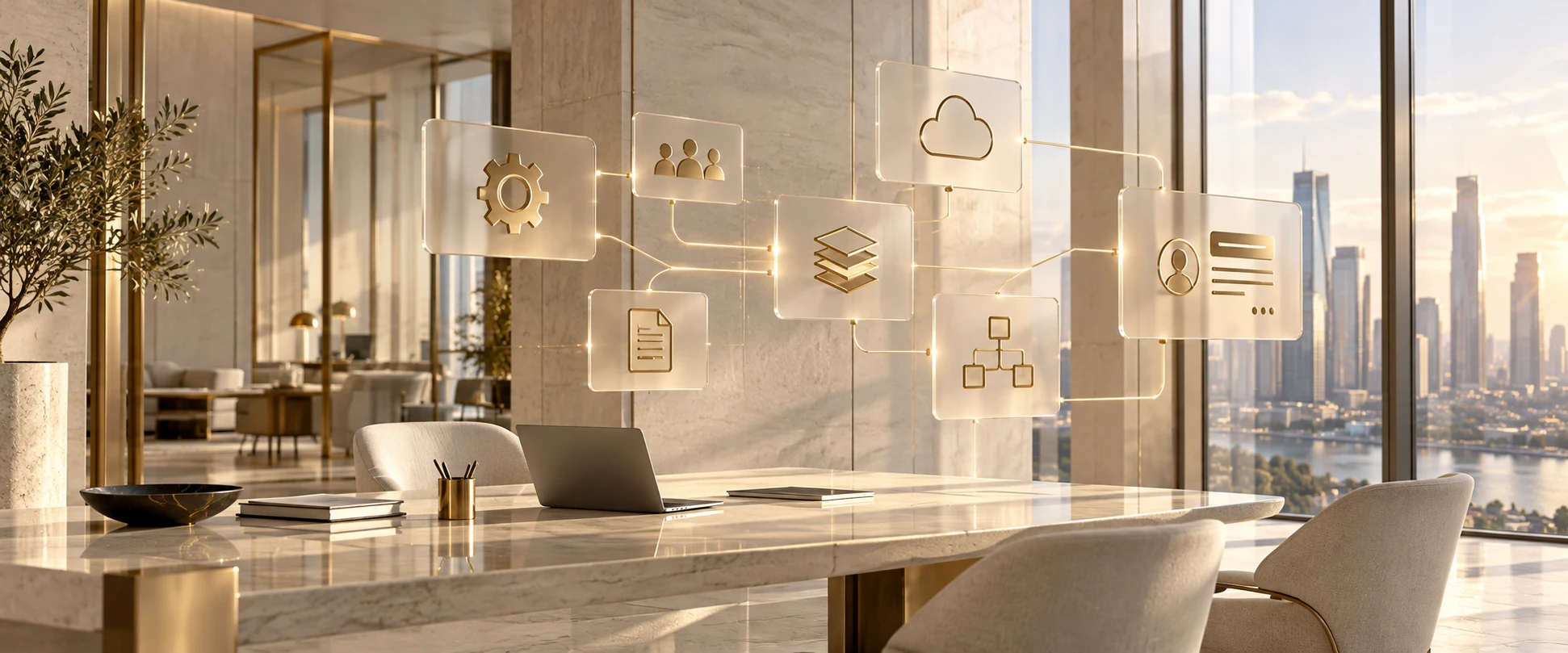 AUTOMATE: connected capabilities in a warm ivory architectural environment