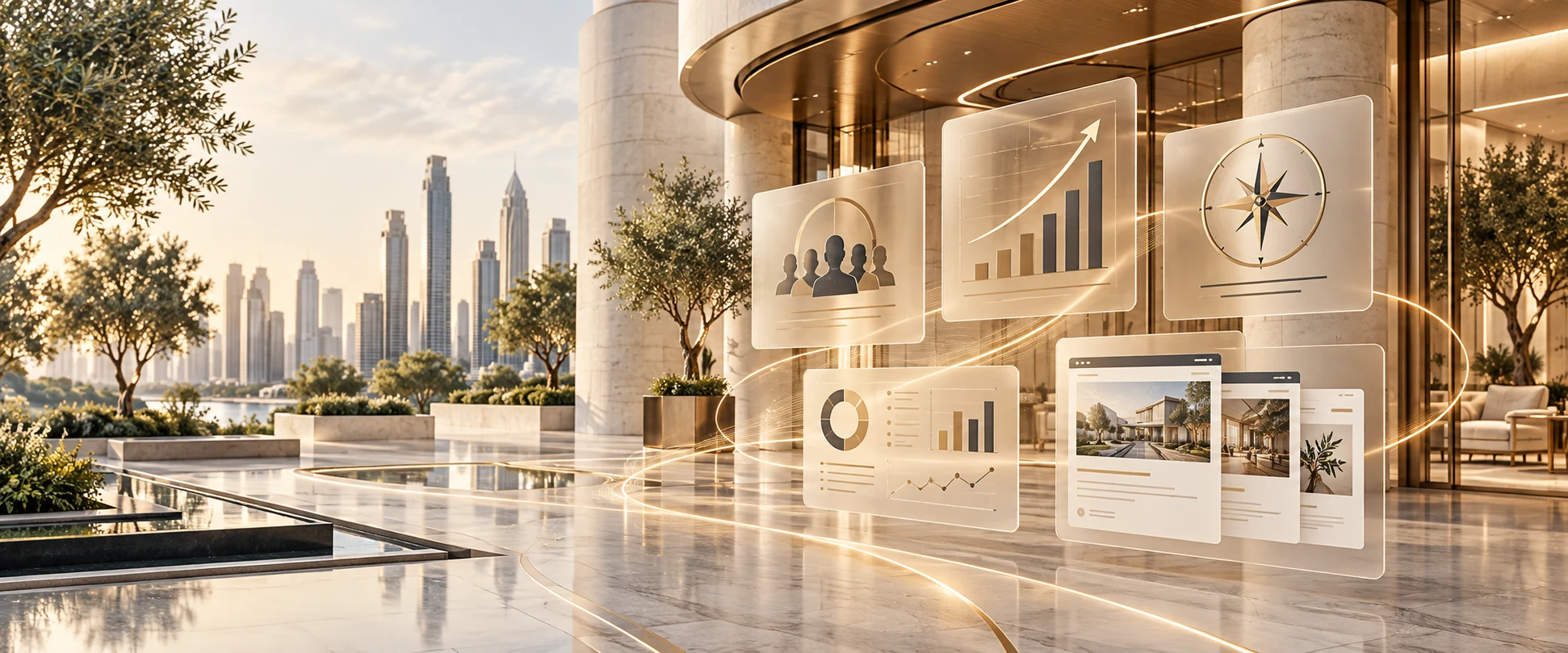 GROW: connected capabilities in a warm ivory architectural environment